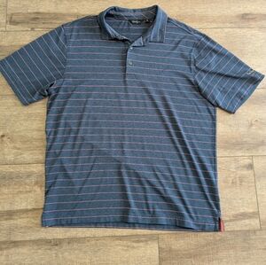 Men's Blue Striped Polo Shirt